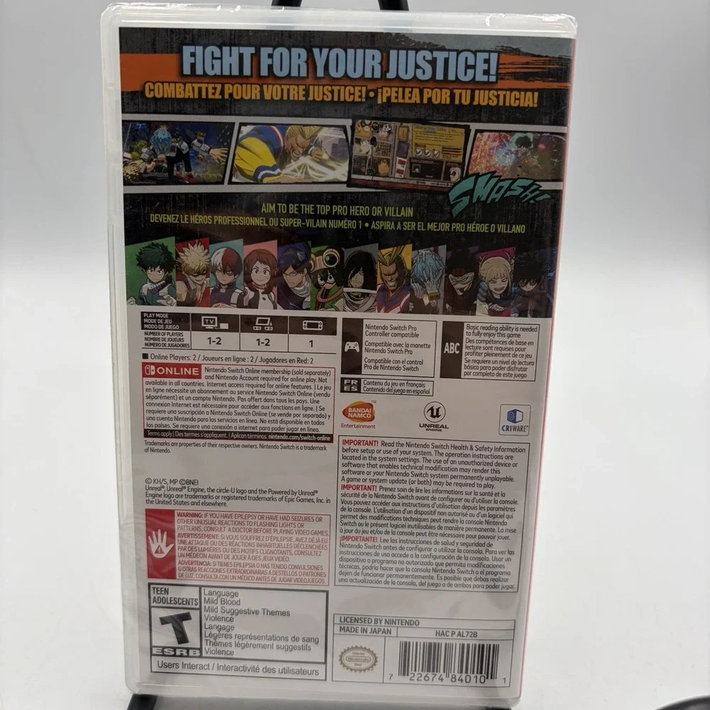 My Hero One's Justice 2 (Nintendo Switch, 2020) New/Sealed Video Game Bandai